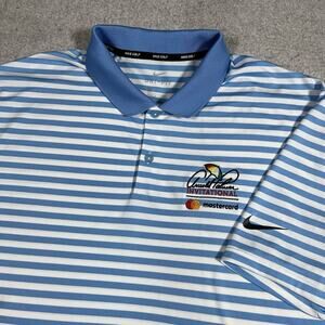Nike Golf Polo Shirt Mens L Stripe Arnold Palmer Invitational Tour Dri-Fit